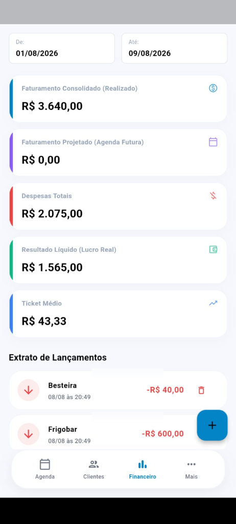 Aplicativo mobile fluxo de caixa
